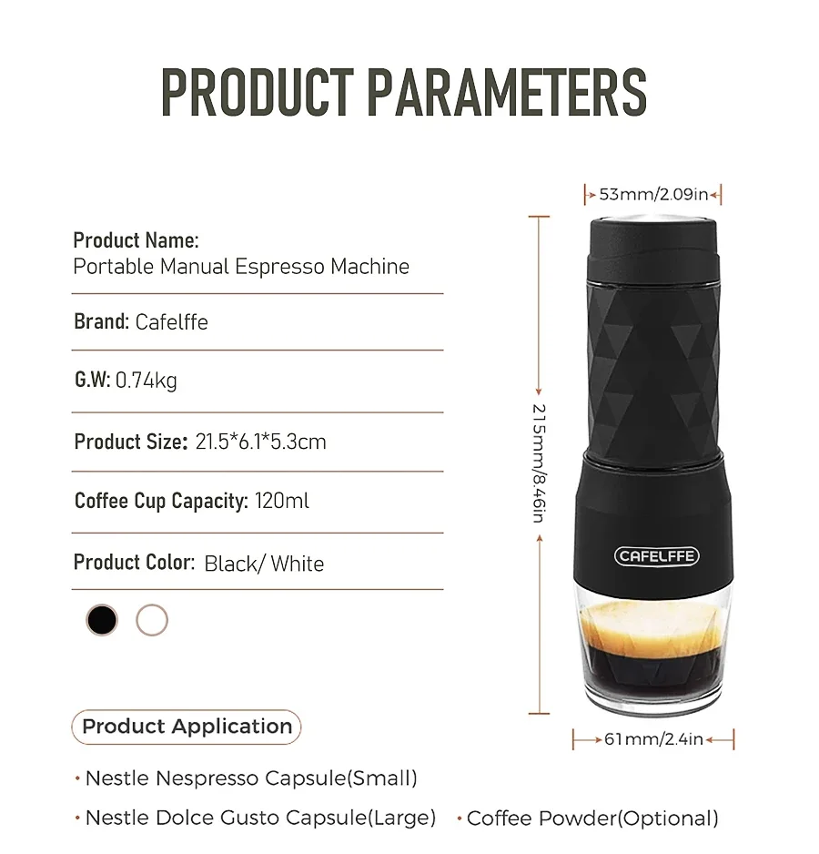 Portable Mini Coffee Machine Handheld Pressure Coffee Espresso Machine Office/Home Outdoor Travel Capsules Coffee Mak