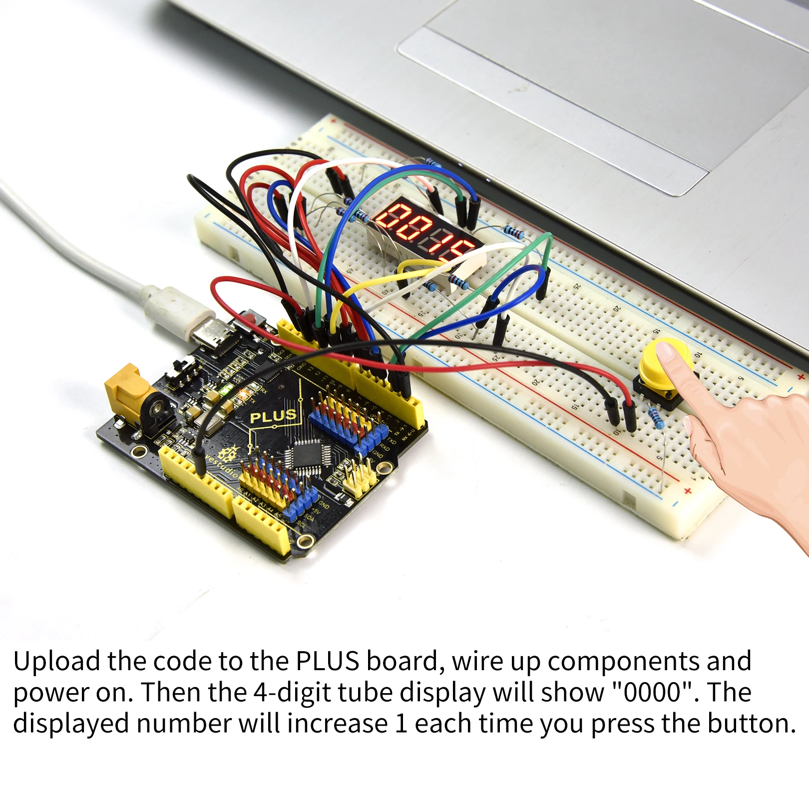 Keyestudio PLUS Uno Projects Starter Kit For Arduino Starter Kit DIY Scratch Graphical Programming With 20 Projects+LCD Display