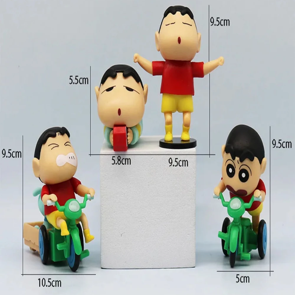 4Pcs/set Cartoon Crayon Shin-chan Dynamic New Life Series Anime Action Figure Doll Collectible Decor Girls Boys Birthday Gift