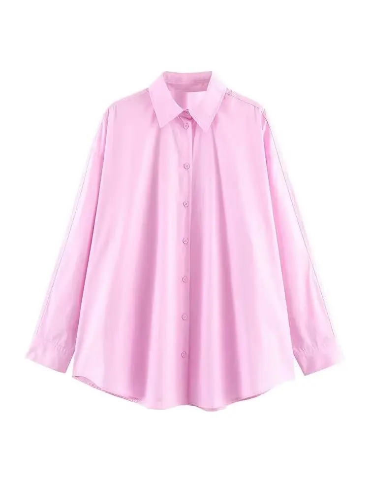 

HH Women's 2026 Spring Fashion Versatile Long Sleeve Poplin Loose Shirt Female High Street Casual Thin Solid Color Shirt Mujer