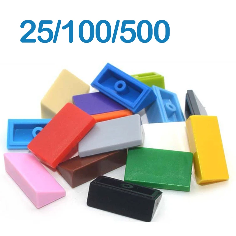 25/100/500pcs DIY Building Blocks Figure Bevel Bricks 1x2 Educational Creative Size Compatible With 85984 Toys for Children