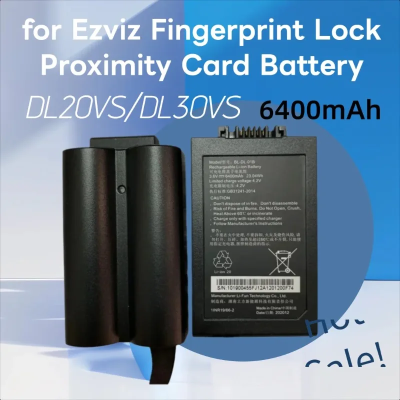 

6400mAh New for Ezviz Fingerprint Lock Proximity Card Battery DL20VS/DL30VS BL-DL-01B