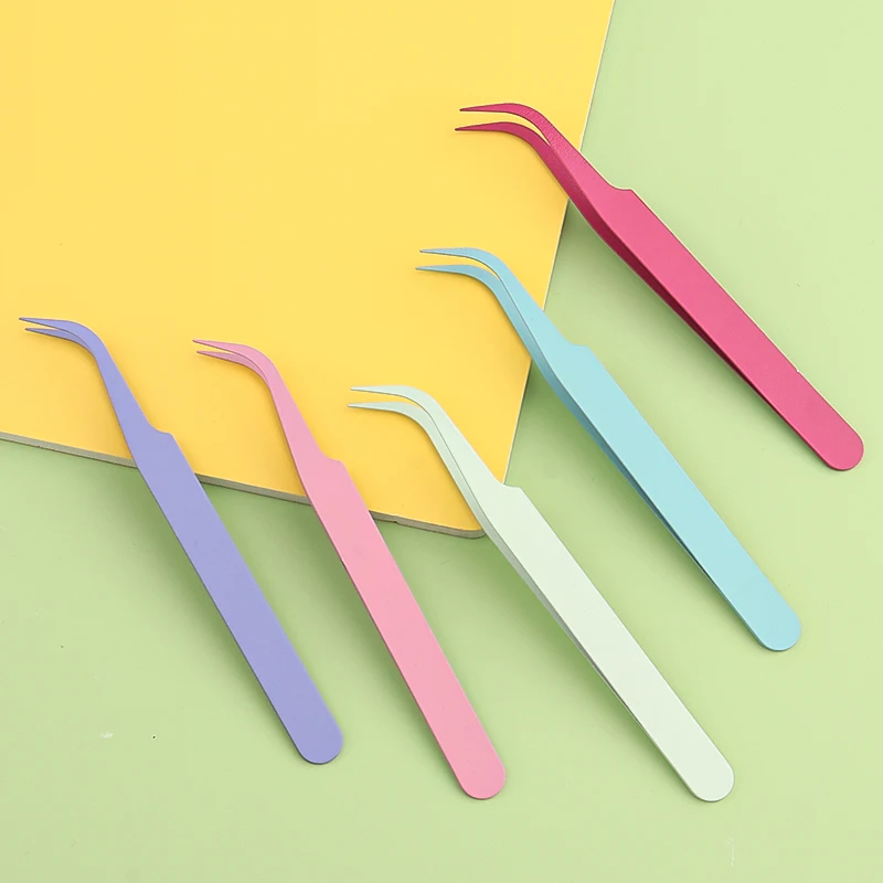 Stainless Steel Eyelash Extension Tweezers Macaron Color Lash Extension Tweezer Eyebrow Lifting Clip Women Beauty Makeup Tool