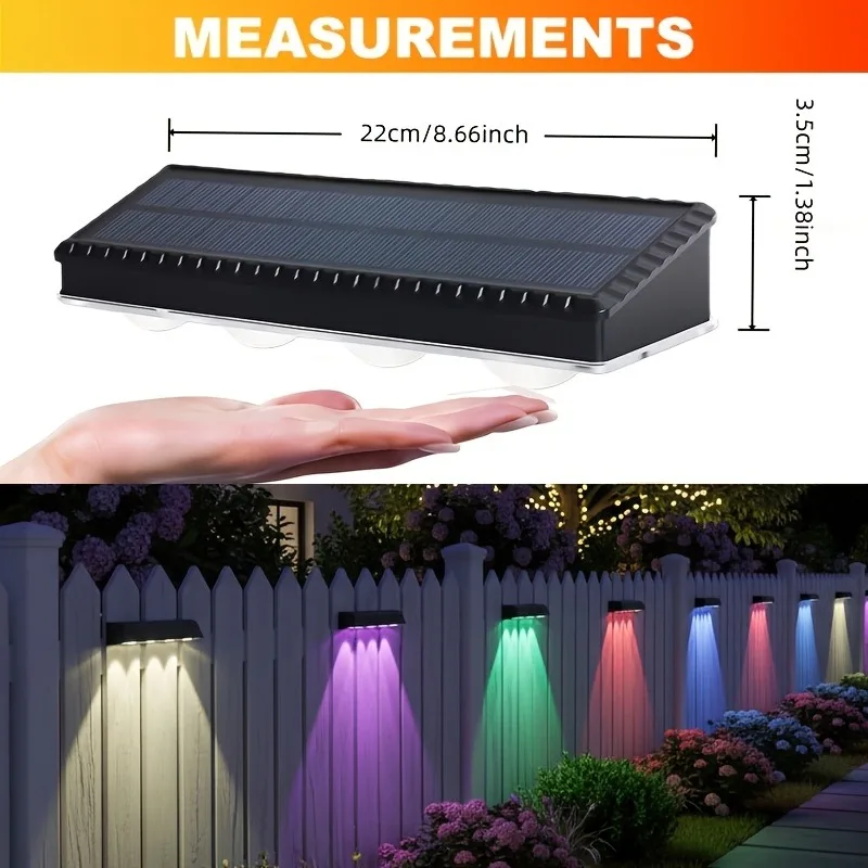 4 Sets of RGB Outdoor Wall Lights, Featuring Intelligent Dimming and Color-Changing Modes, Semi-Embedded Installation, Suitable for Garden, Terrace, Deck, and Staircase Lighting. Made of Durable Plastic Casing, with Warm Light/Cold Light Flashing.