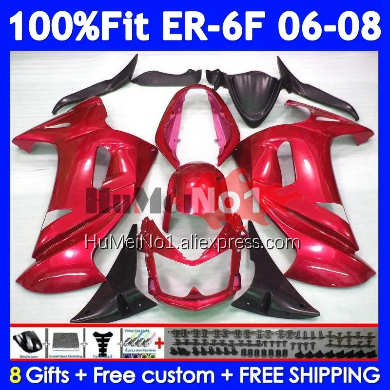 Injection Body For KAWASAKI NINJA 650R ER6 F 650 R ER 6 New Red F 245No.128 ER-6F ER 6F ER6F 06 07 08 2006 2007 2008 Fairing