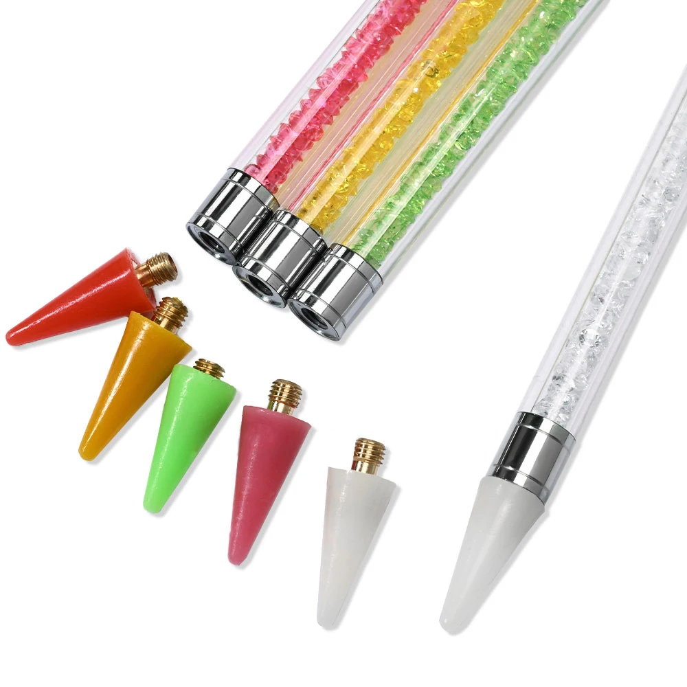 1Pcs Double Head Nail Art Dotting Pen Picking Up Rhinestones Gems Wax Pencil Crystal Handle UV Gel Brush Manicure Painting Tool image 4