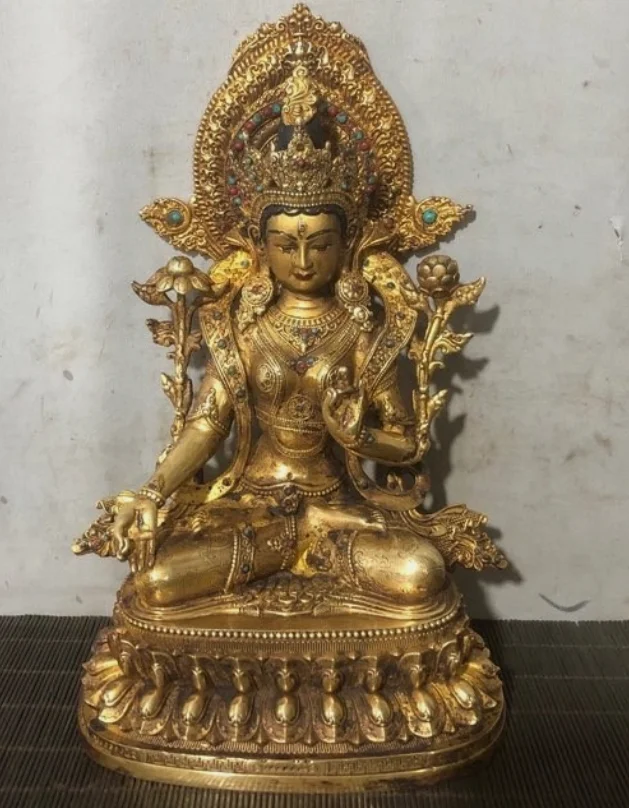 9'' Tibet Buddhism bronze gilt Tara Kwan-Yin GuanYin goddess buddha statue9'' Tibet Buddhism bronze gilt Tara Kwan-Yin GuanYin g