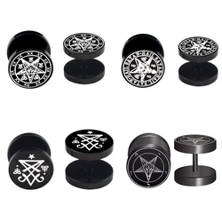 Men Lucifer and Satan Stud Earrings for Women Black Stainless Steel Unisex Jewelry for Man Woman Brincos Masculinos Gift