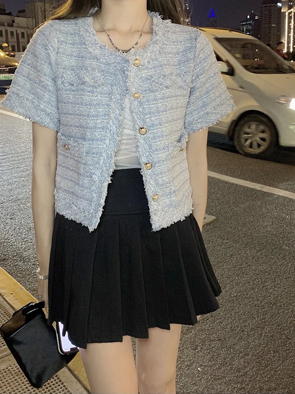 

Faionable ort Sve Tassel Trim Jaet Women's Spring Summer New Korean Sle Ele Versatile ort Open Cardigan Top