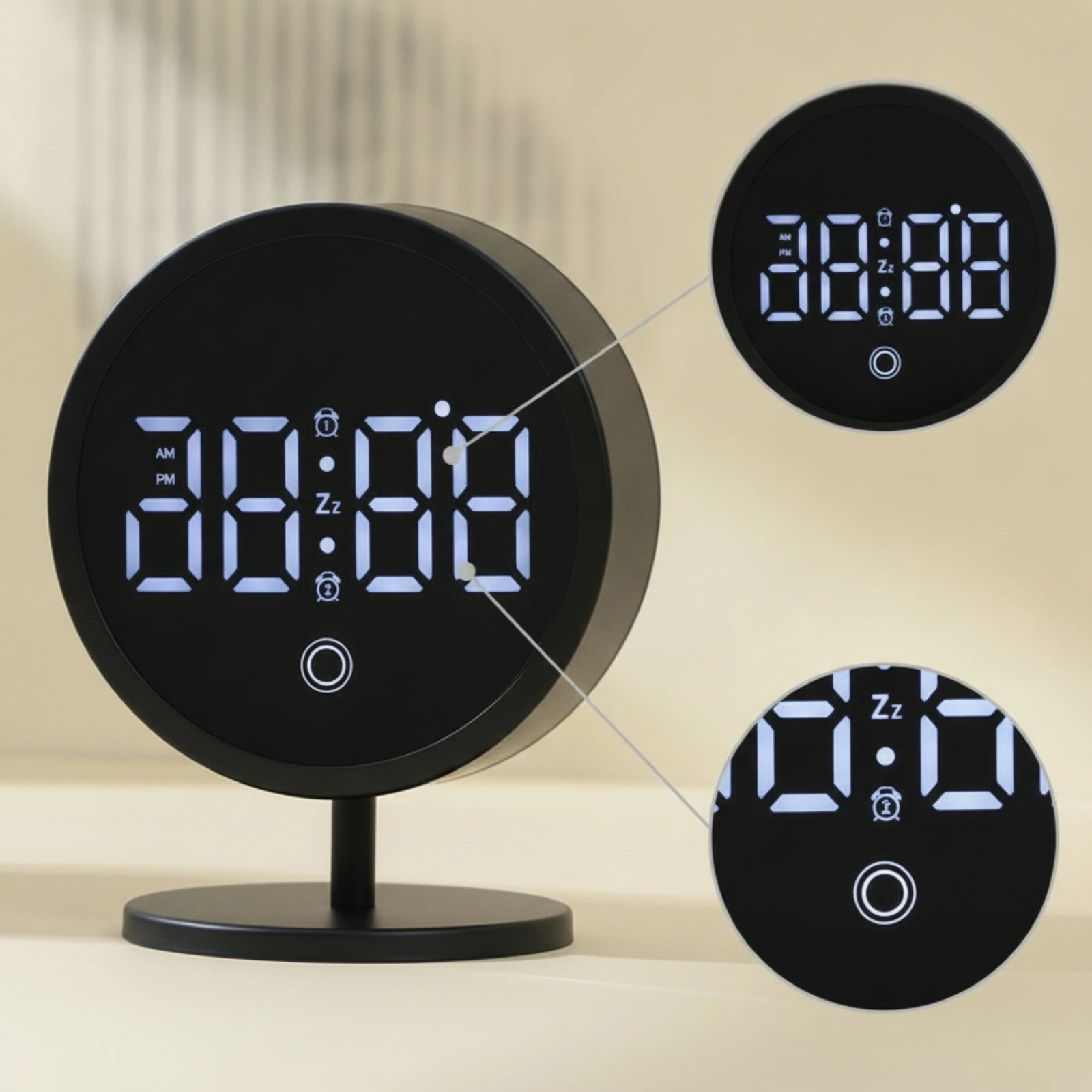 Digital Alarm Clock Minimalist Digital Clock with Stand Compact Repeating Snooze for Students, Nightstand, Bedside Table