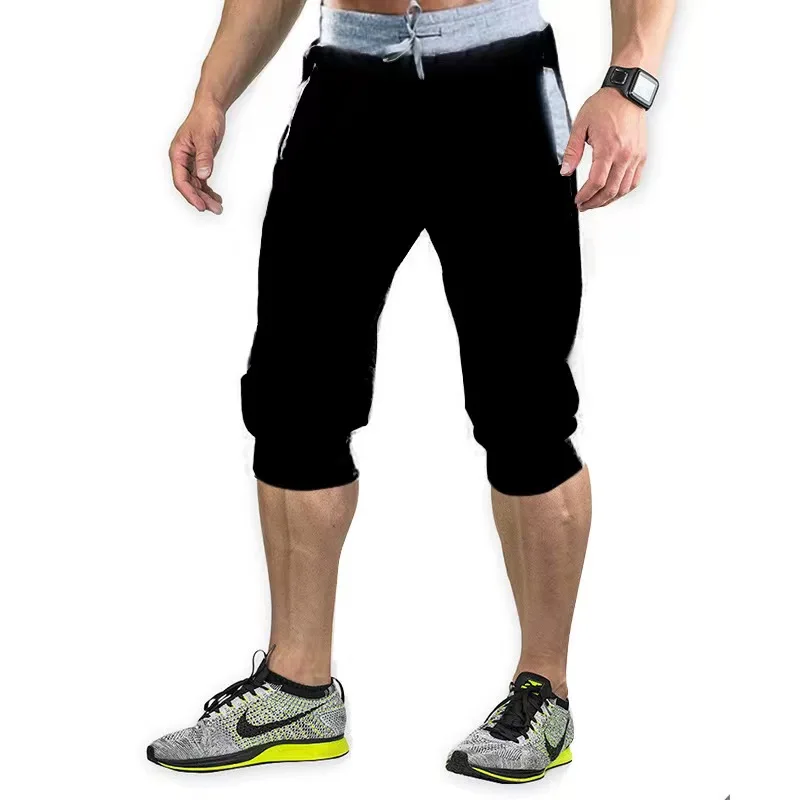 

2025 New Mens cross-border sports pants men's casual jogging shorts elastic fitness pants cropped pants M-4XL Men