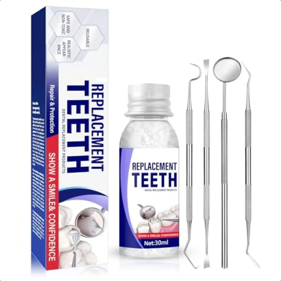 Tooth Repair Kit Moldable Tooth Filling Repair Kit with 4 Dental Tools Fixing The Missing and Broken Tooth Replacements Make Yo