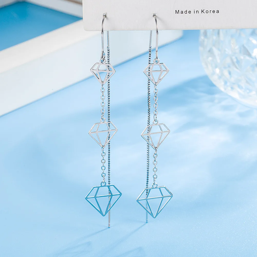 

Стерлингового Серебра 925, модный темпераментный геометрический бриллиант, графический крючок для ушей, подарок на день рождения, годовщину