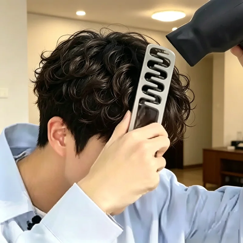 Men's Textured Styling Comb Z Shape Hair Root Lift Volumizing Comb for Fluffy Hairstyle,Seam Covering Bangs Hairdressing Tool