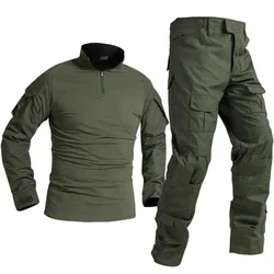 Set di uniformi da combattimento tattiche G2 Tuta mimetica da uomo Camicia da allenamento per caccia all'aperto Pantaloni Top Pantaloni cargo da servizio Olive Drab