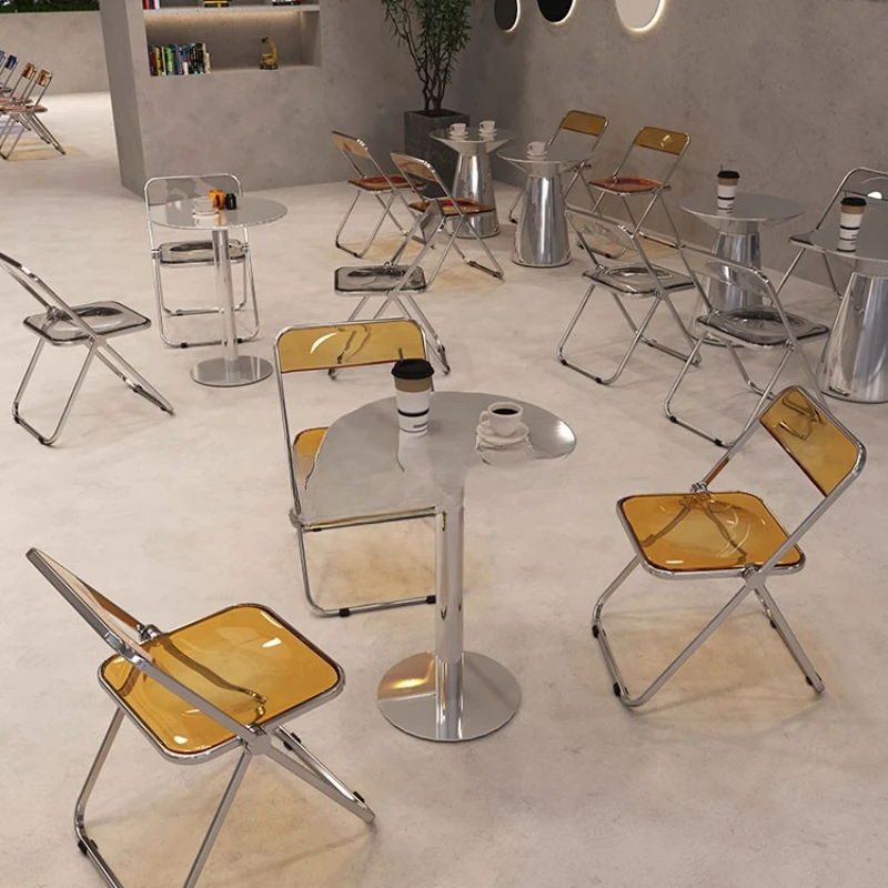 Industrial style coffee shop, milk tea shop, stainless steel table and chair combination, internet famous