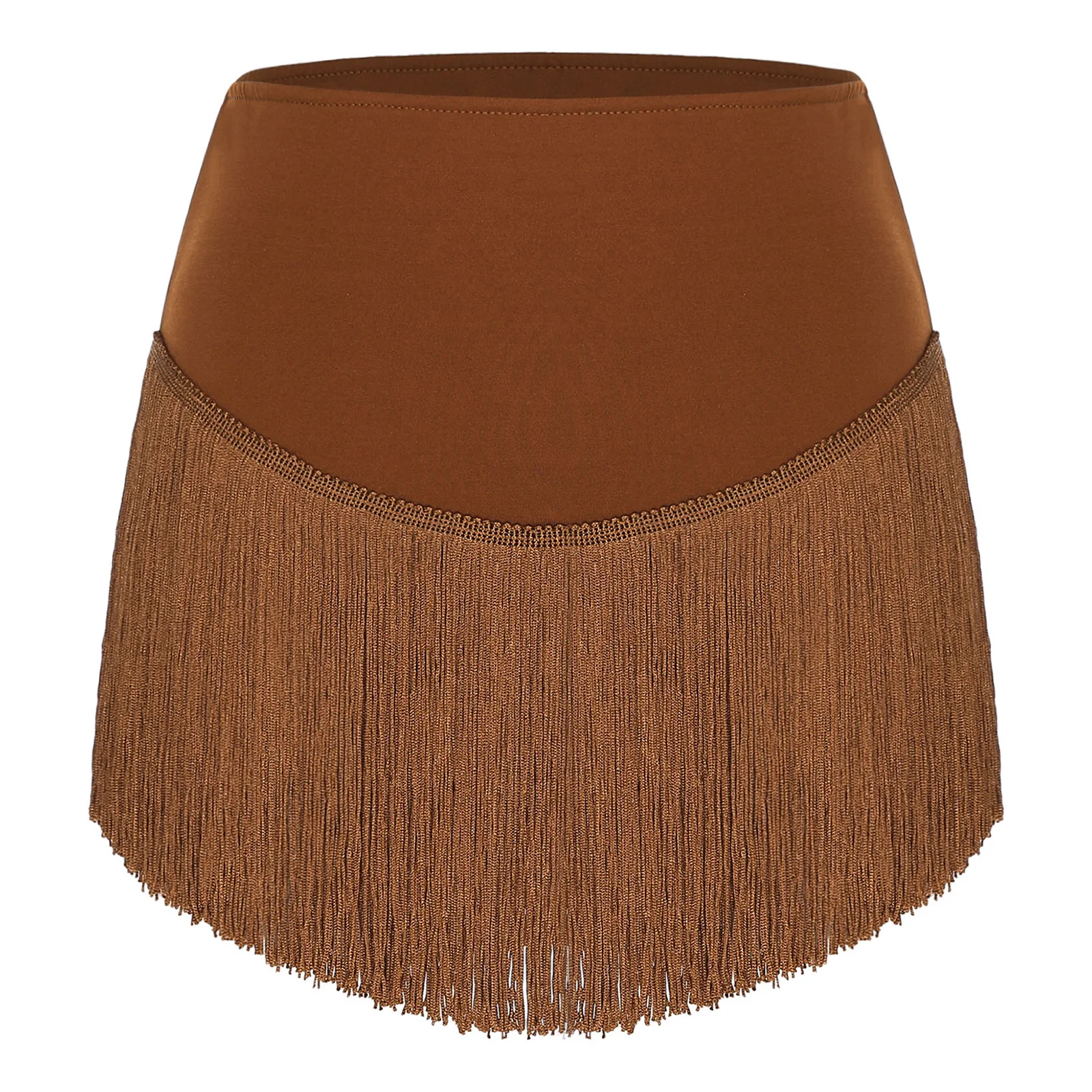 Damen-Röcke für lateinamerikanischen Tanz, hohe Taille, unregelmäßiger Quastensaum, Culottes, Minirock, Tanzkostüm, Chacha, Tango, Salsa, spanische Tanzbekleidung