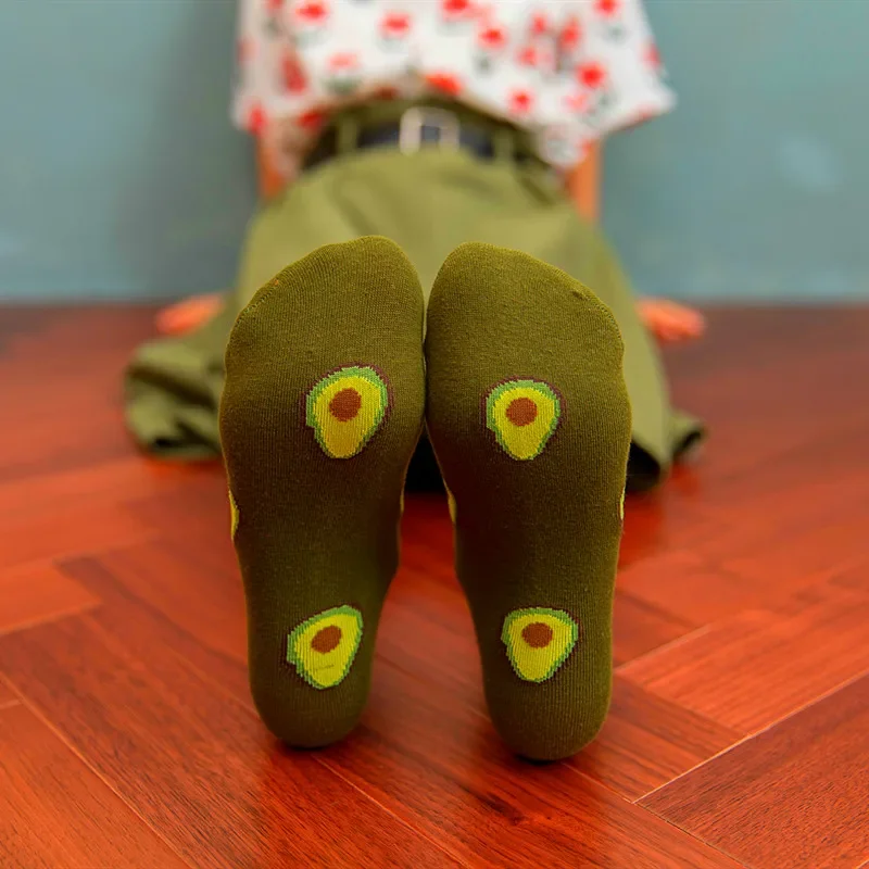 5 Pairs Spring Summer Women Socks Cartoon Avocado Causal Short Sock Embroidery Breathable Funny Sock Harajuku Female Ankle Socks