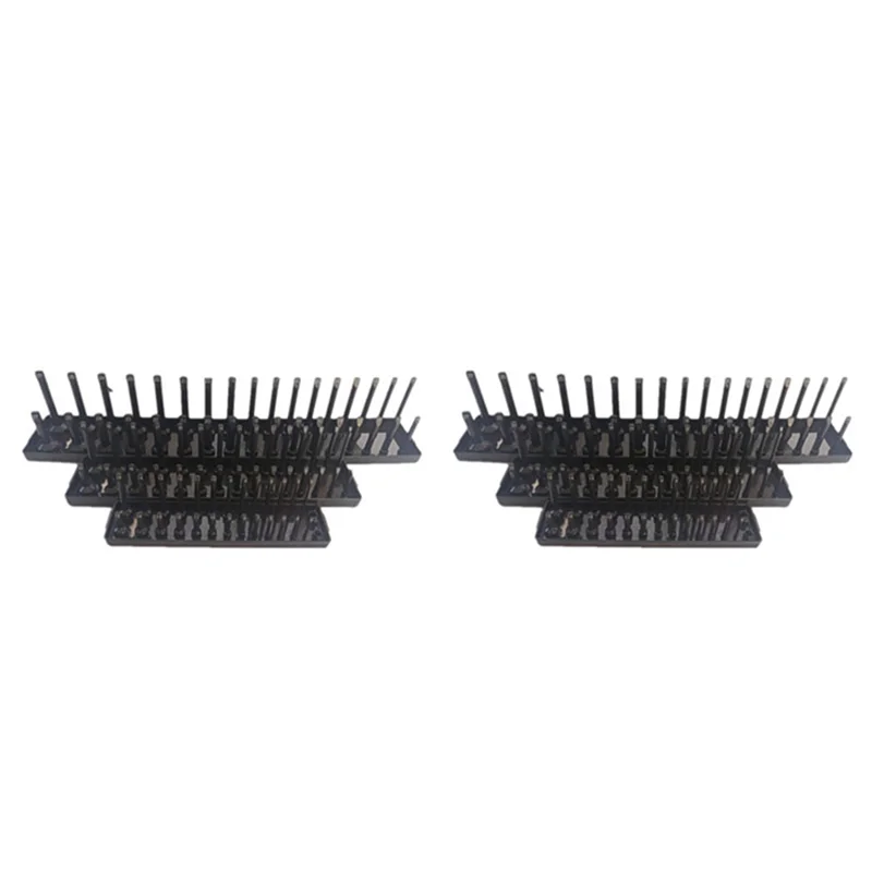 A89X 6Pc Socket Organizer Tray Set Black Metric Socket Trays 1/4Inch 3/8Inch & 1/2Inch Drive Deep And Shadow Socket Holders