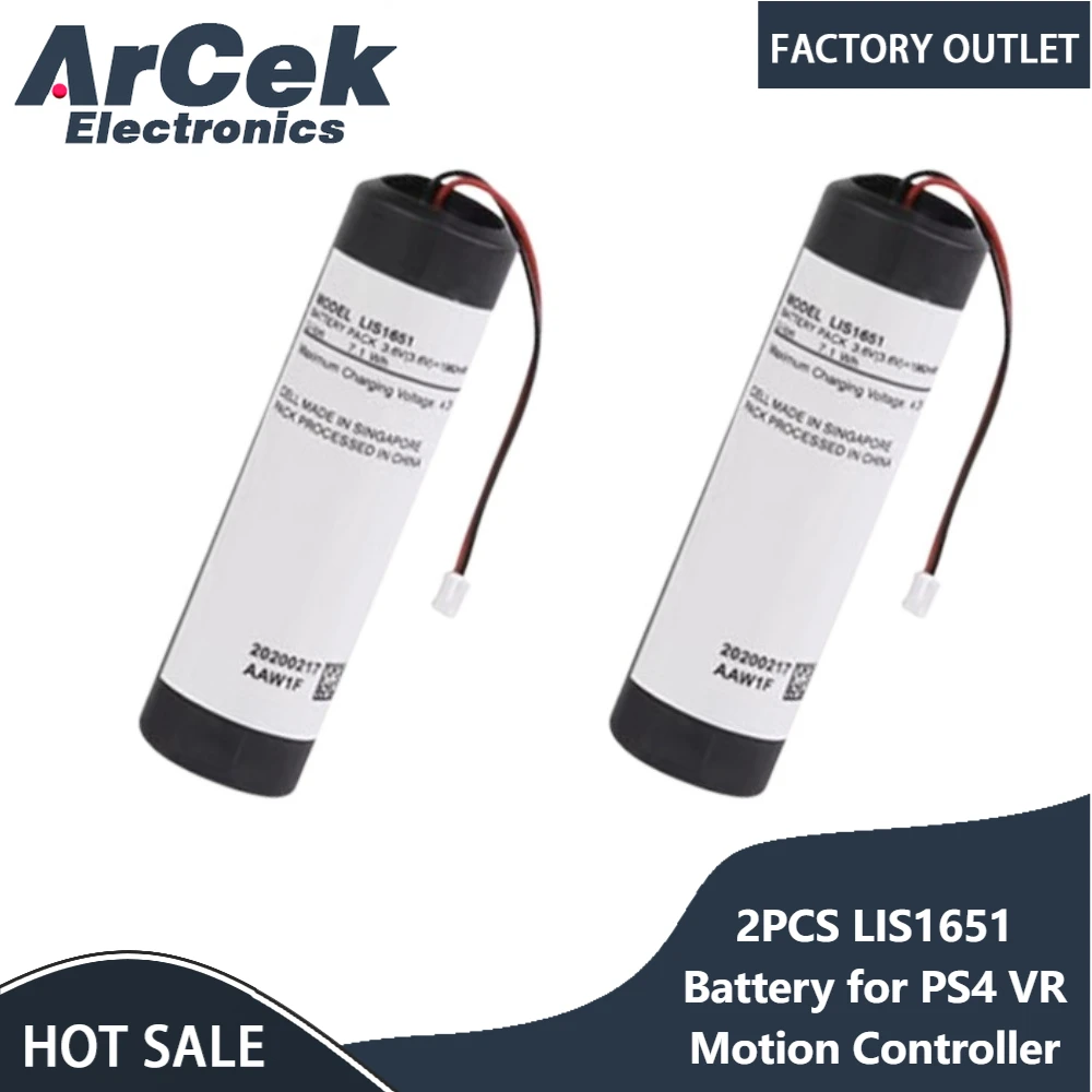 2PCS LIS1651 Rechargeable Lithium Battery 1960mAh Replacement for Sony PlayStation 4 PS4 VR Motion Controller