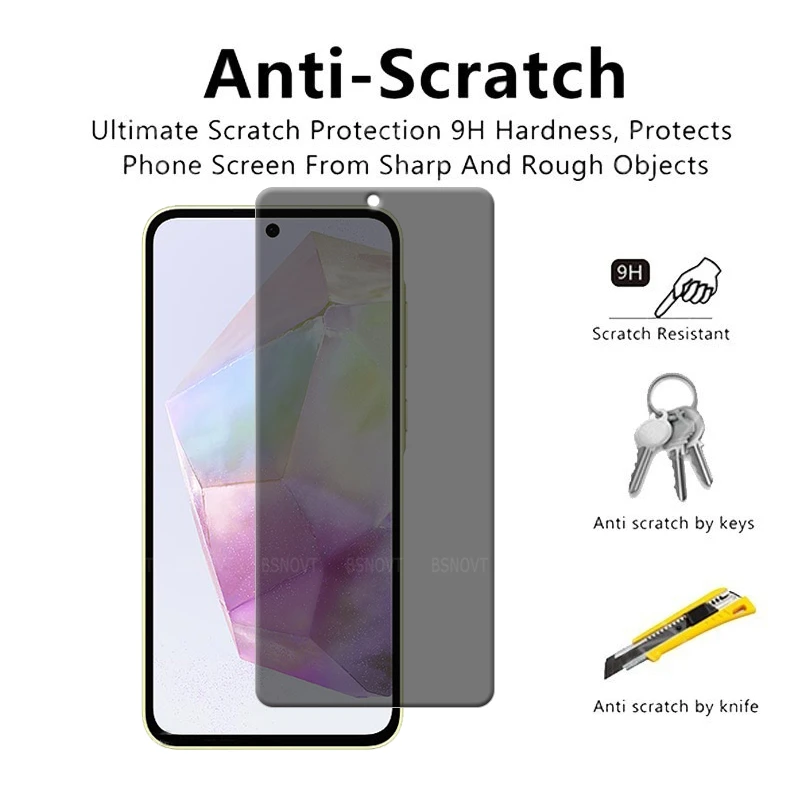 4/3/2/1Pcs For Samsung Galaxy A35 Glass Samsung A35 Tempered Glass 9H HD Glue Anti-Spy Privacy Screen Protector Samsung A35 A 35