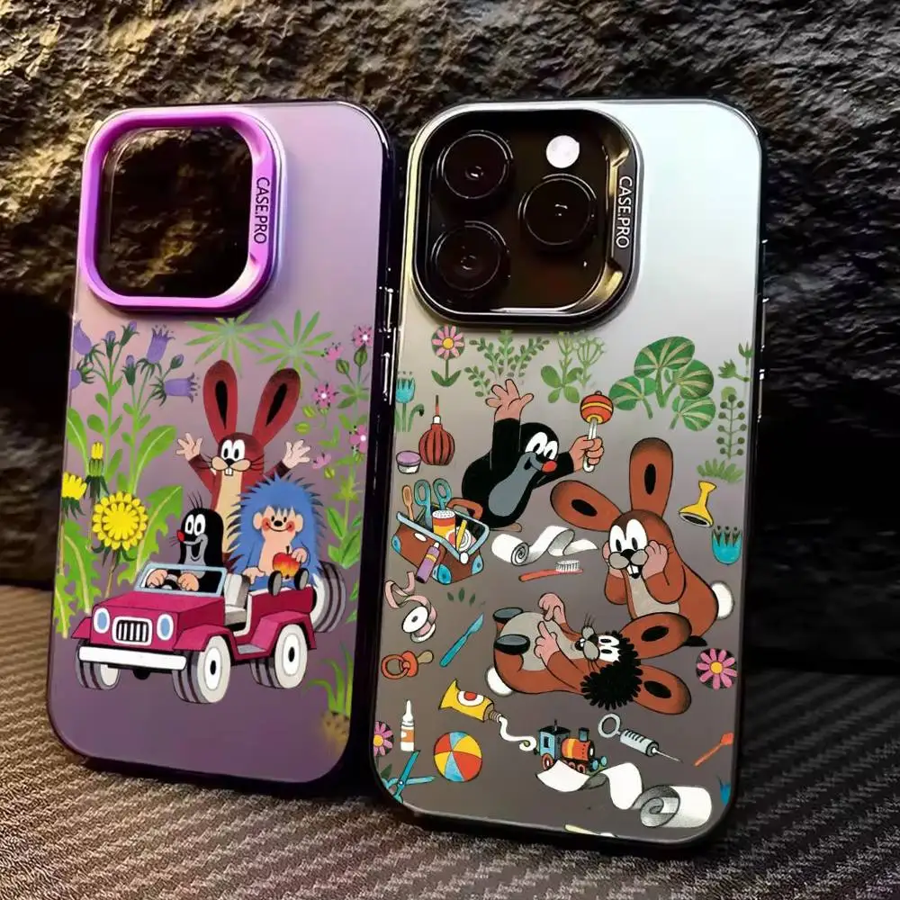 

S-Sweet Cartoon T-The L-Little Mole Phone Case For iPhone17,16,15,14,13,12,11 Plus,Pro Max Colored Silver Plated Inside Cover