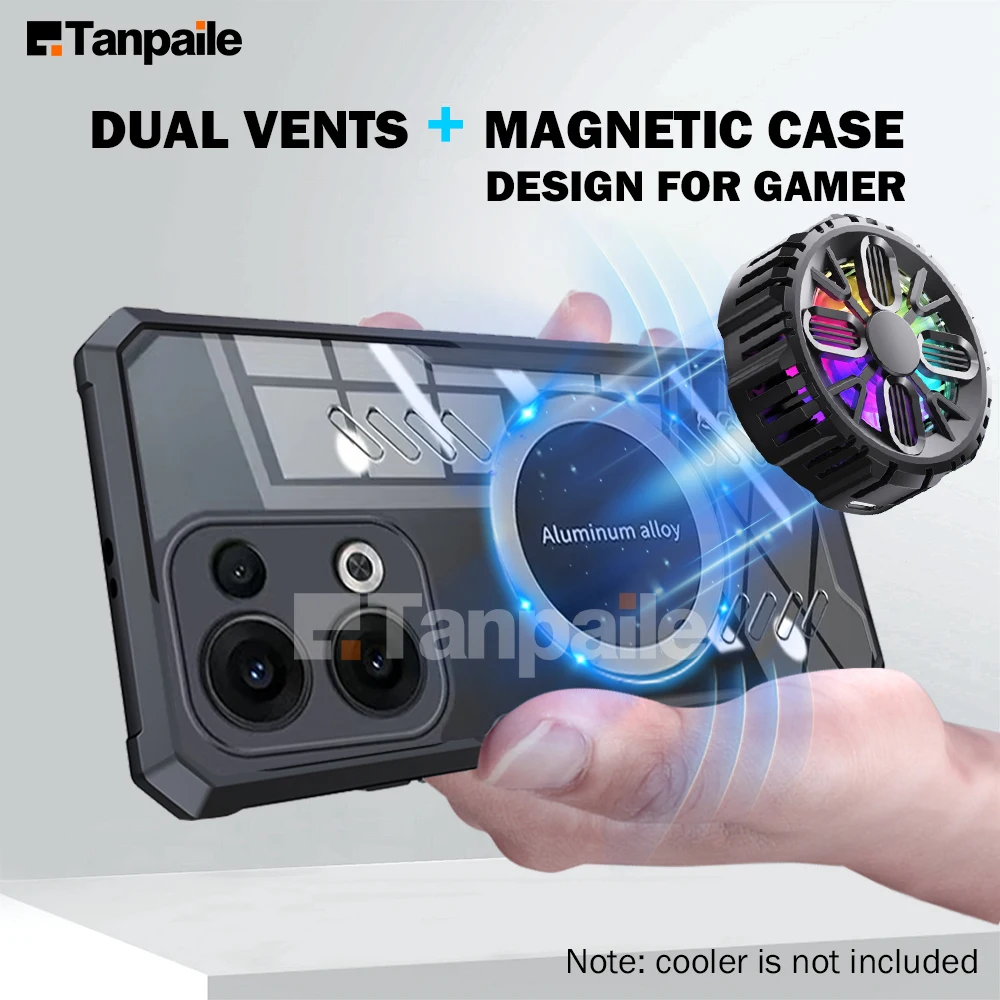 Tanpaile for OPPO Reno13 Pro Cooling Case Magnetic Shockproof Protection Gaming Funda Heat Dissipation Casing