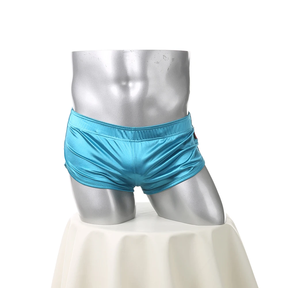 

Mens Pajamas Oily Boxer Shorts Silk Underwear Sleep Lingeries For Man Trunks Bottoms Homewear Lounge Seamless Shorts Underpants