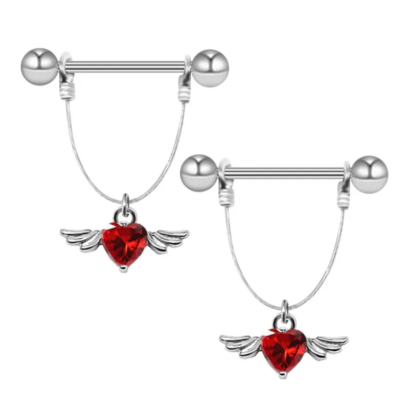 2Pcs New Zircon Heart Nipple Rings Cover Piercing Body Jewelry Spider Nipple Bar Ring Barbell Nipple Pircing Sexy Women