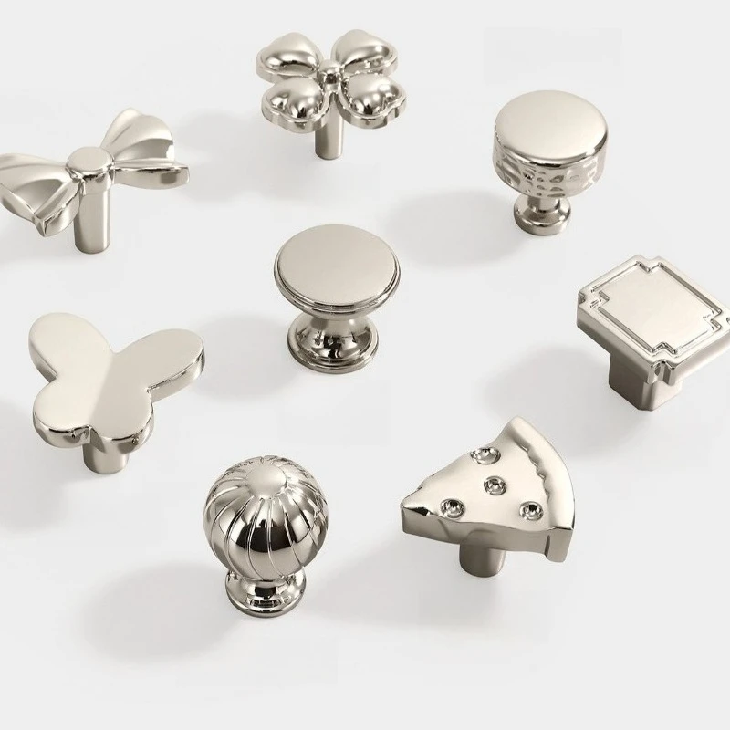 Bright Silver Wardrobe Door Pull Handle Modern Furniture Handle Single-Hole Drawer Knob Solid Kitchen Cabinet Dresser Door Handl