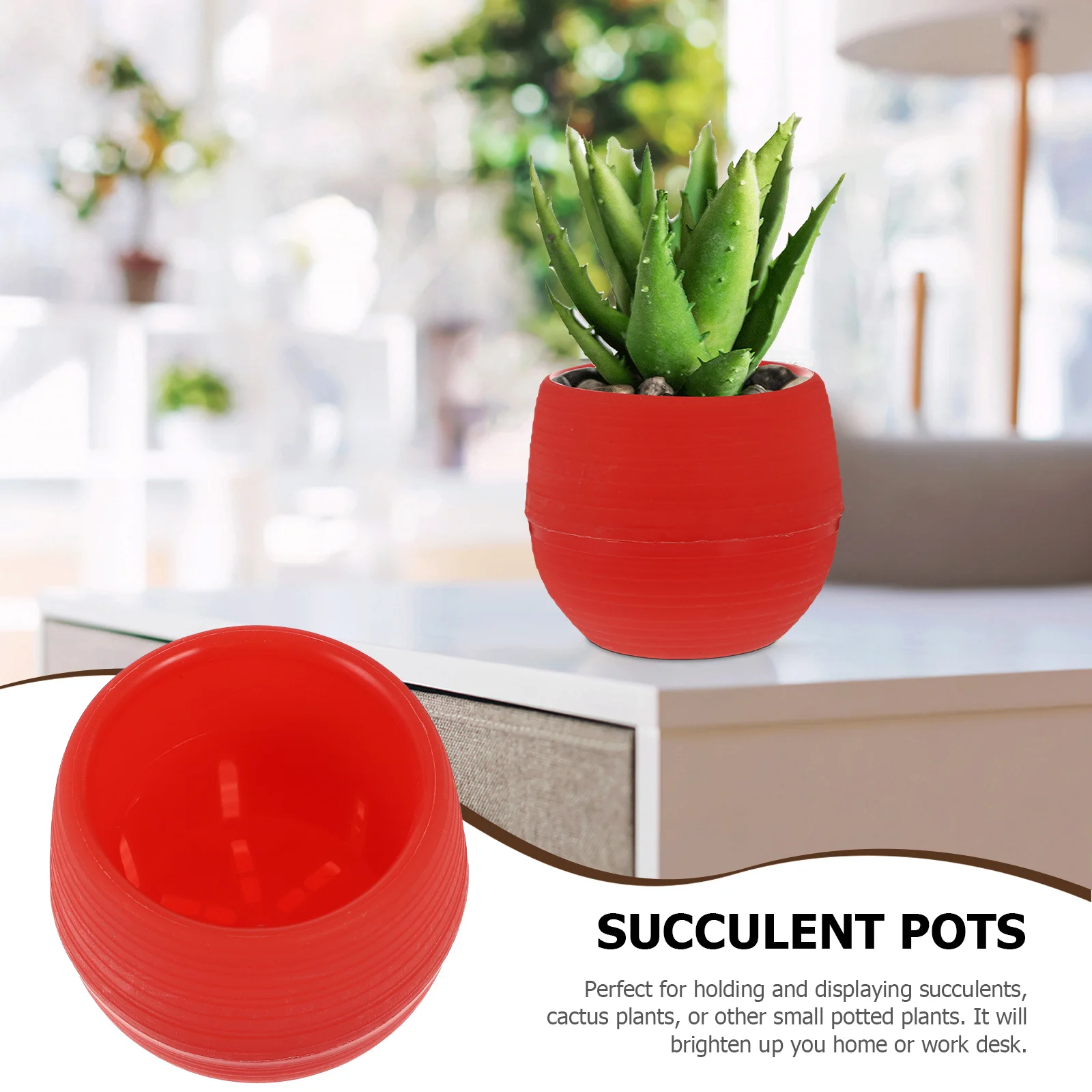 

Mini Resin Flower Pot Solid Color Wine Red Suitable for Succulents Cactus Small Plants Desktop Balcony Decoration Durable