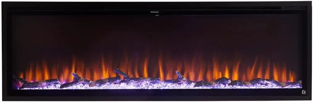 Chimenea eléctrica inteligente empotrada en la pared, 60 combinaciones de colores, 1500/750 vatios, WiFi