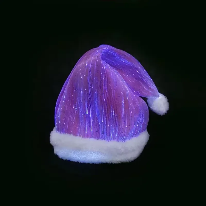 Fiber Optic LED Christmas Glowing Hat for New Year Party Celebration Festive Light up Headwear Holiday Accessory