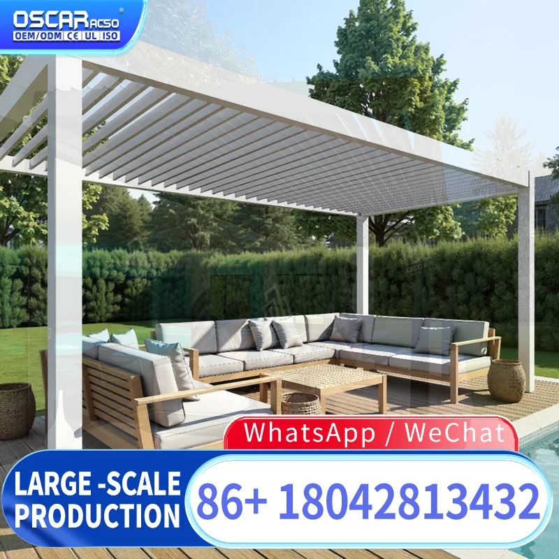 Customized Anodized Aluminum Opening Roof Systems Waterproof Sun Shade Louver Roof Canopy for Garden Patio Backyard pergola
