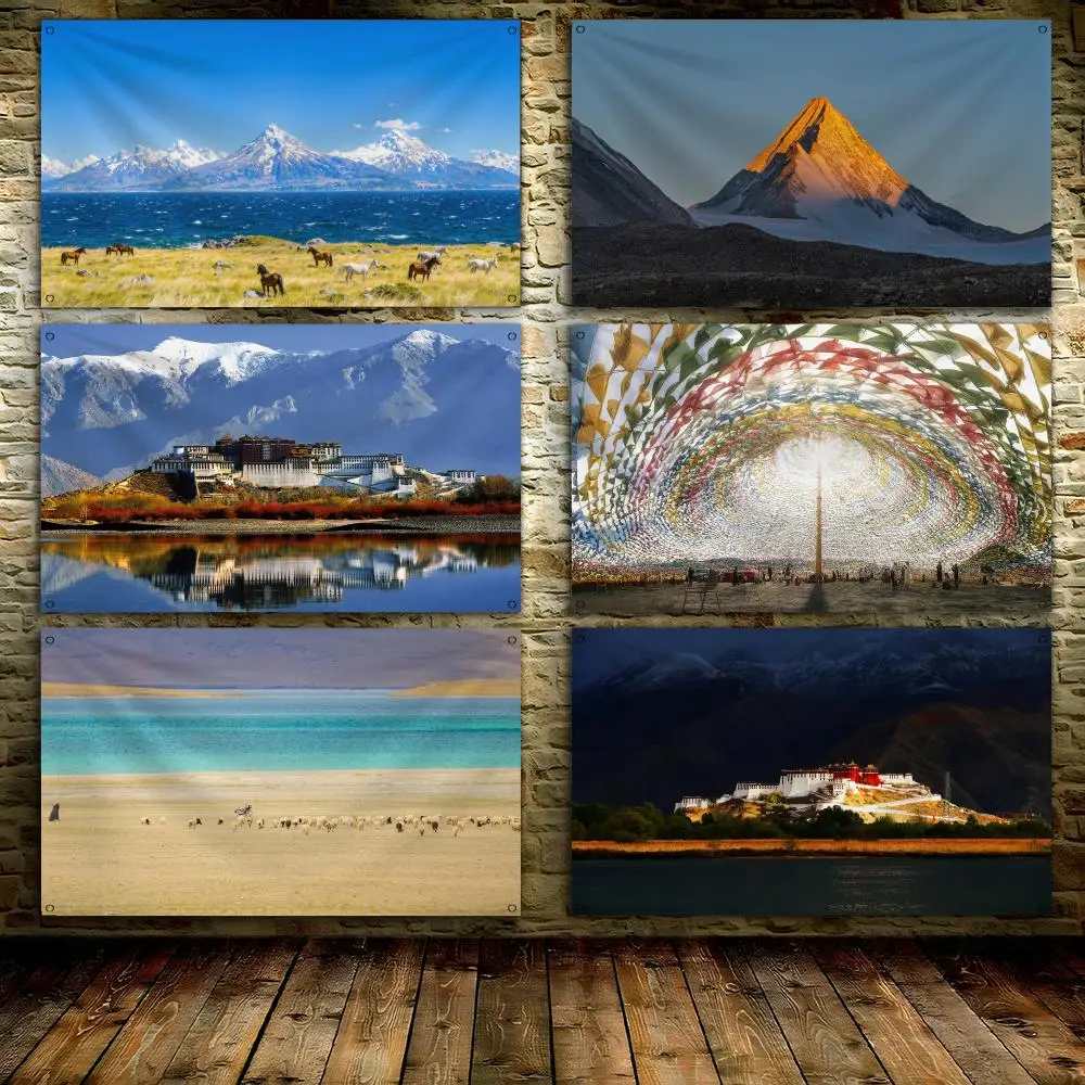 Tibet Potala Palace Flags Custom Wall Hanging Background Art Banner For Bedroom Home Living Room Outdoor Decor