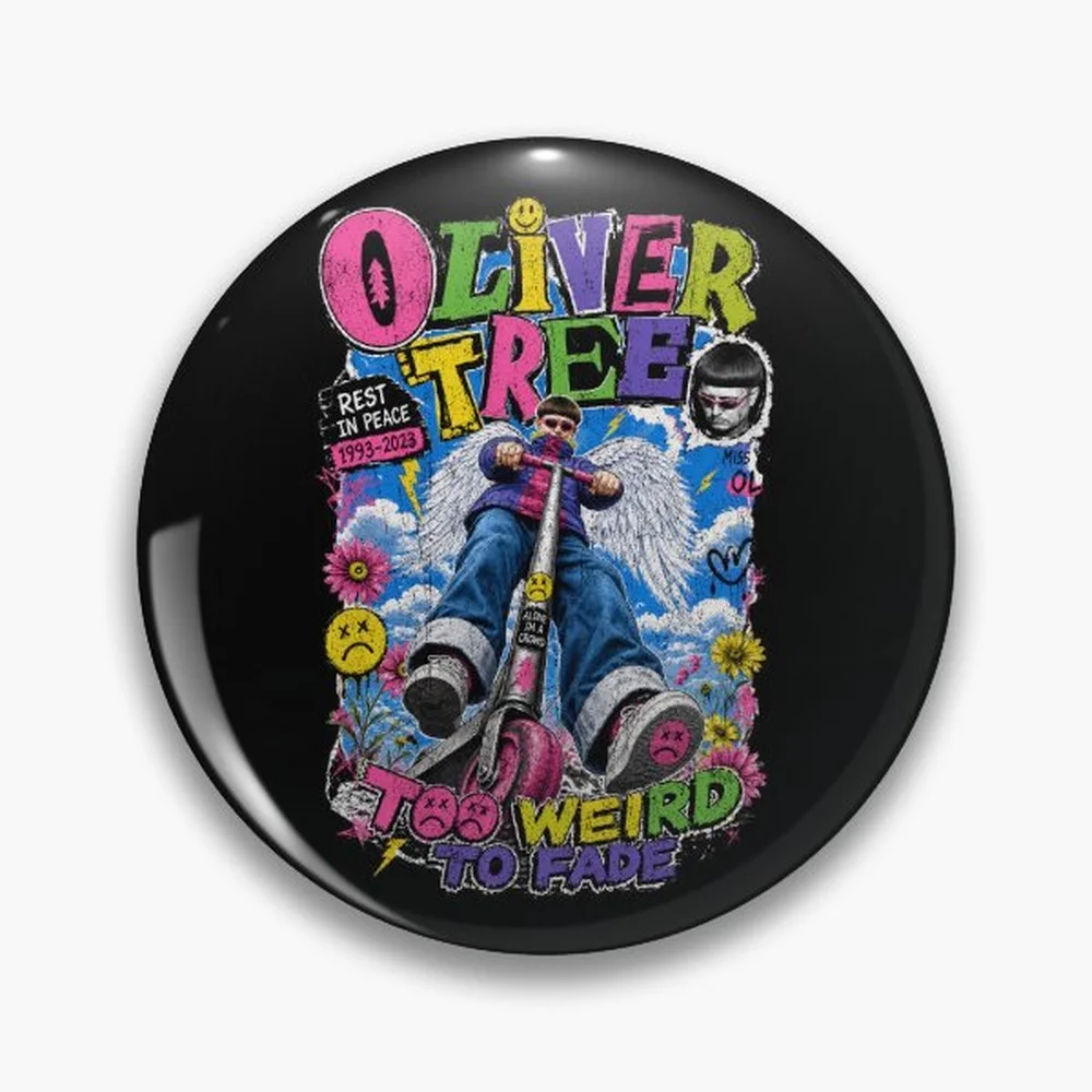 Memorial de Oliver Tree Rest In Peace 1993 a 2026 - En memoria de OT Pin Holographic Star Heart Pin Broches Laminados Botón F