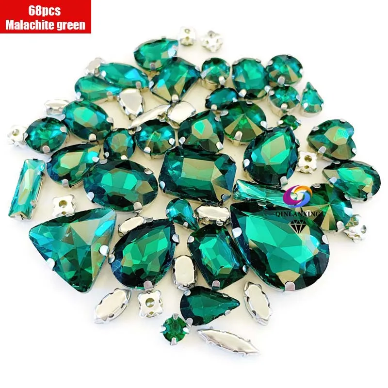 68Pcs Mix Kristall Splitter Klaue Einstellung Strass Nähen Kleiden Für Handarbeit Stein DIY Nähen Auf Hochzeit Kleid Schuhe Taschen – Detail 2