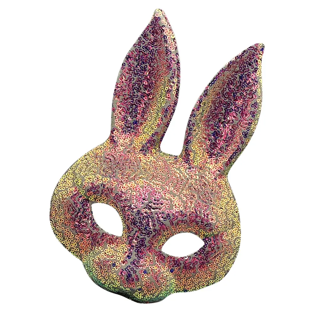 

Rabbit Mask Bunny Face Cartoon Half Decorative Cosplay Costume Animal Halloween Party Masks Reusable Sequins