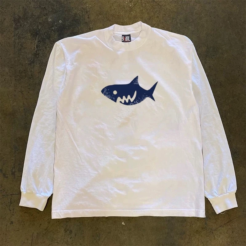 Heavyweight Pure Cotton Long Sleeve T-Shirt Unisex Loose Couple Tops American Street Style Casual Wear for Men And Women