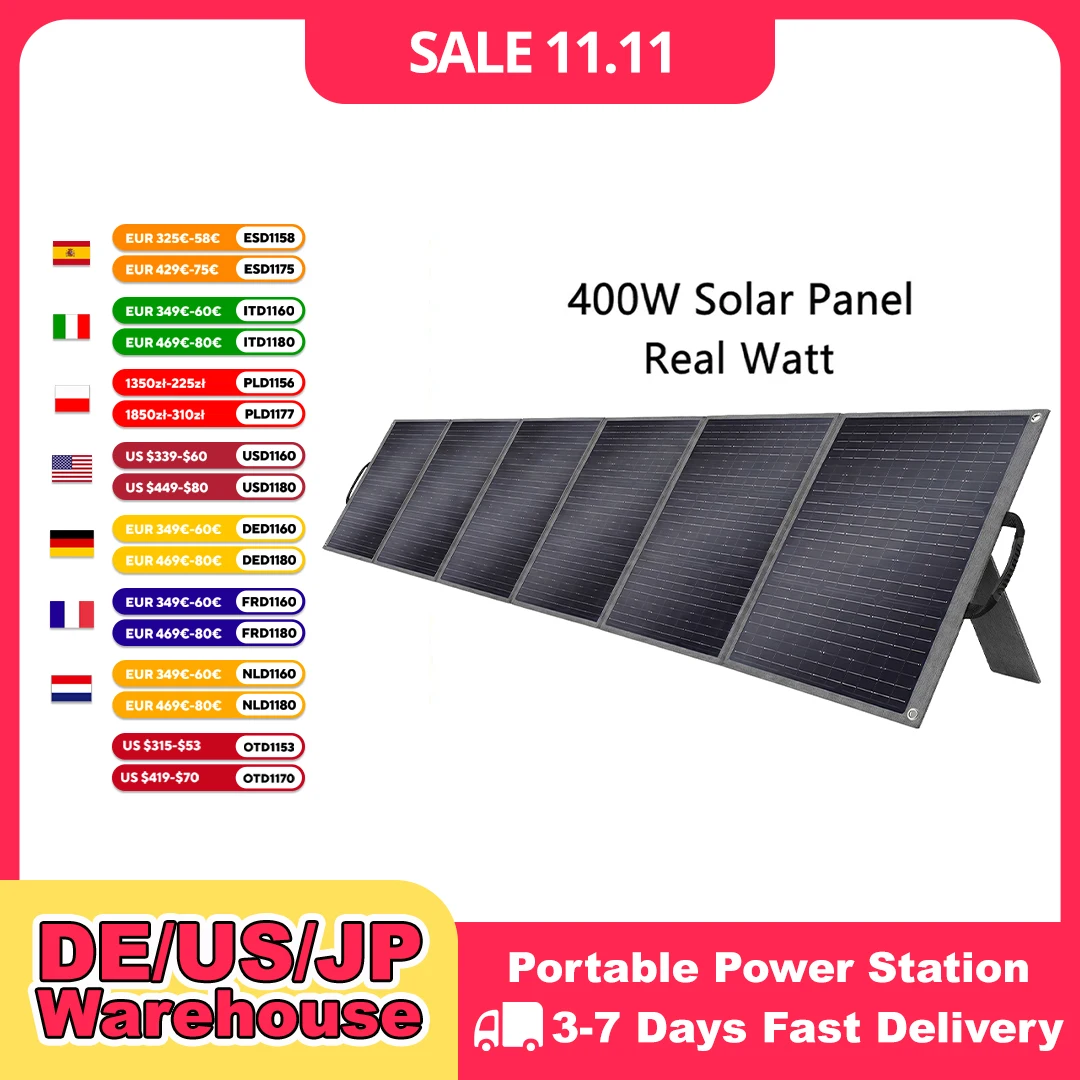 SOLARPLAY 400W Foldable Solar Panel High-Efficiency Solar Module Solar Charger with Solar Output for RV Off-Grid Boat Home Camp