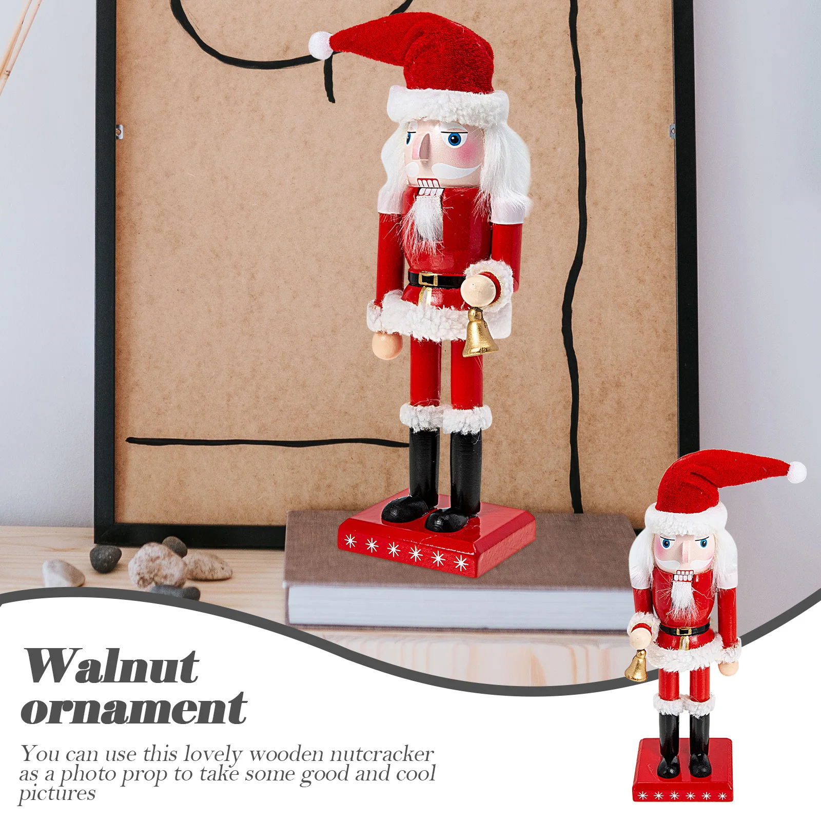 

Wooden Nutcracker Decor Holiday Christmas Puppet Sturdy Desk Table Decoration Modern Craft for Living Room Study Xmas Desktop