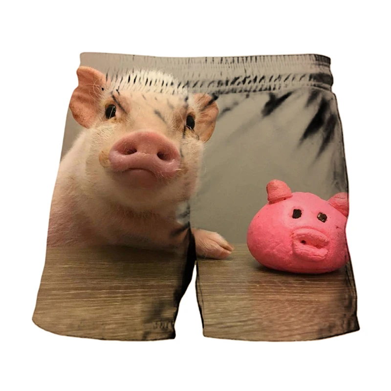 New Summer Men\'s Shorts Pig 3D Printed Beach Shorts Pants Casual Elastic Waist Board Shorts Swimming Trunks Hombre Beach Pants