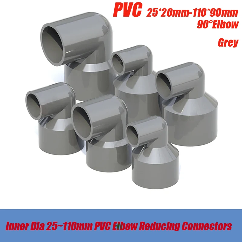 1-10pcs Inner Dia 25~110mm PVC 90 ° Elbow Reducing Connectors Water Pipe Adapter Fish Tank Tube Joint Garden Irrigation Fittings