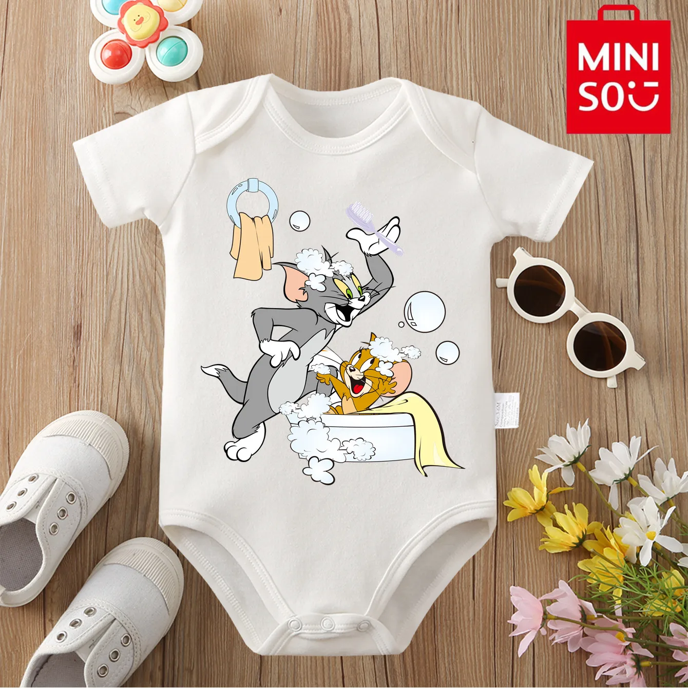 

Tom and Jerry&MINISO Pure Cotton Cloths Comfortable and Soft Cute Onesie Bodysuit for Baby Jumpsuit for 0 To 12 Months Newborn