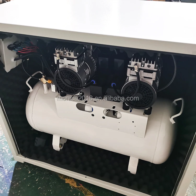 Dental Laboratory Portable Dental Products Oilless air Compressor 1 for 4 Unit 1680W 60L With Silent Box