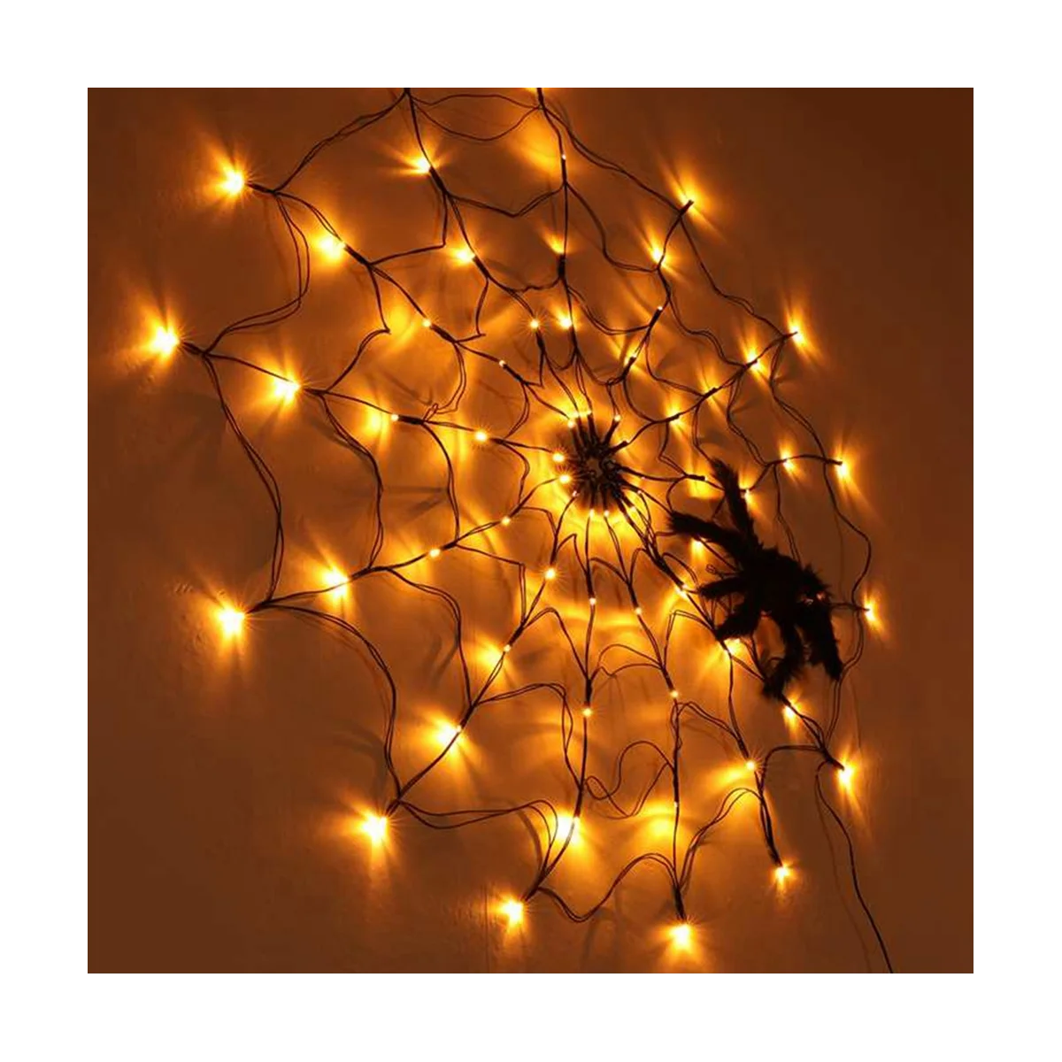 Halloween Decorations LED Lights Spider Web Decoration Wall Mesh Lights Remote Control Halloween Atmosphere Lights A