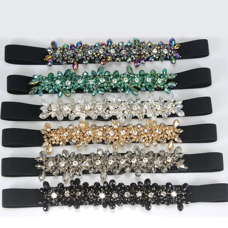 Coat Belt Crystal Belts For Women For Evening Dresses Elastic Corset Belt Dress Belt Flower Sparkly Dropshipping