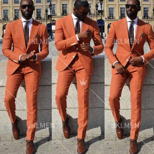 2 Pieces Business Men\'s Suit for Wedding Party Tuxedos Slim Fit Peak Lapel Custom Made Male(Jacket+Pants)