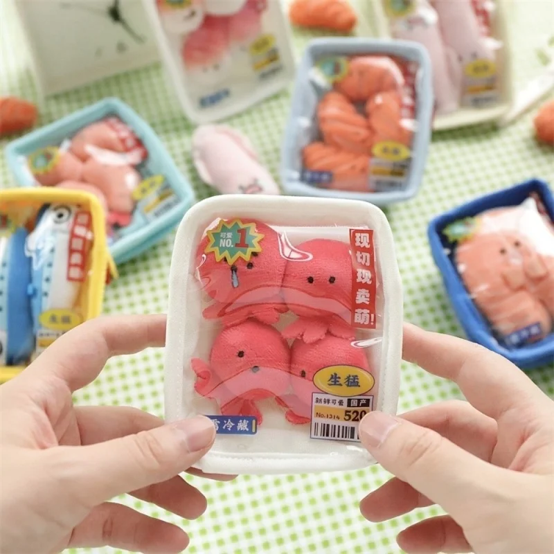 Colgante de plato de mariscos de salmón, llavero de peluche de camarones frescos, filetes de pescado, sardinas, vieiras árticas, pulpos, muñecos bonitos, regalos