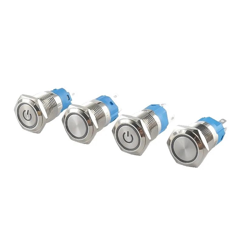 1PCS 12/16/19/22MM LED metal button waterproof button automatic check point self-locking switch car modification